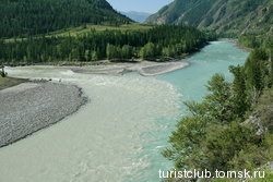 Цель нашего похода- красивейшее место впадения реки Аргут в реку Катунь.